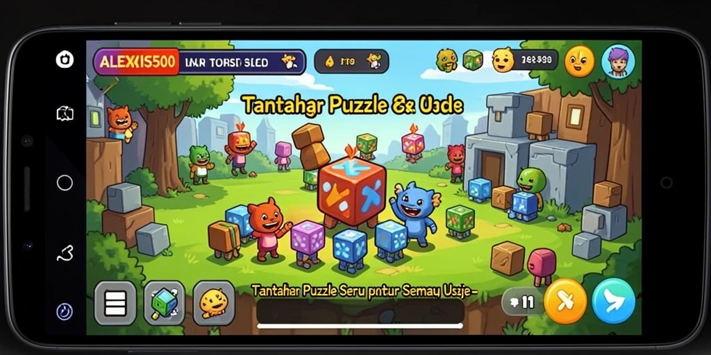 Tampilan gameplay ALEXIS500 dengan teka-teki menarik.