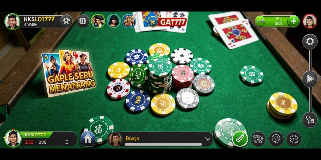 Screenshot KKSLOT777 menunjukkan keseruan gameplay Gaple yang menantang.
