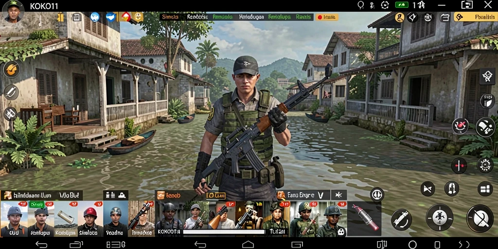Tampilan screenshot KOKO11 dengan karakter sedang berbicara dan berinteraksi di kota.