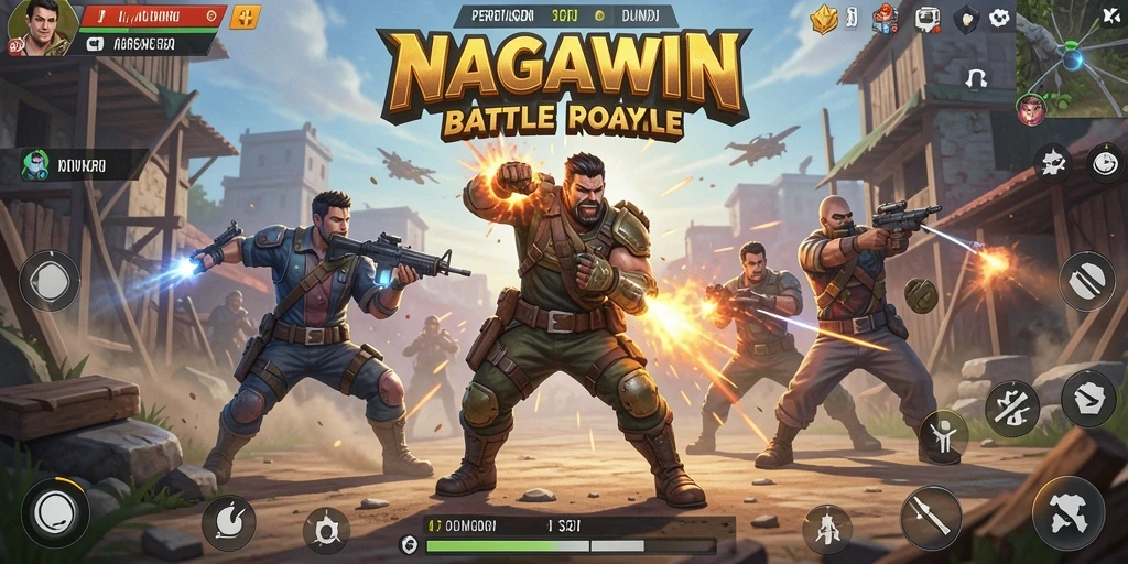 Gameplay seru dalam <strong>NAGAWIN</strong> dengan pertarungan Battle Royale yang mendebarkan.