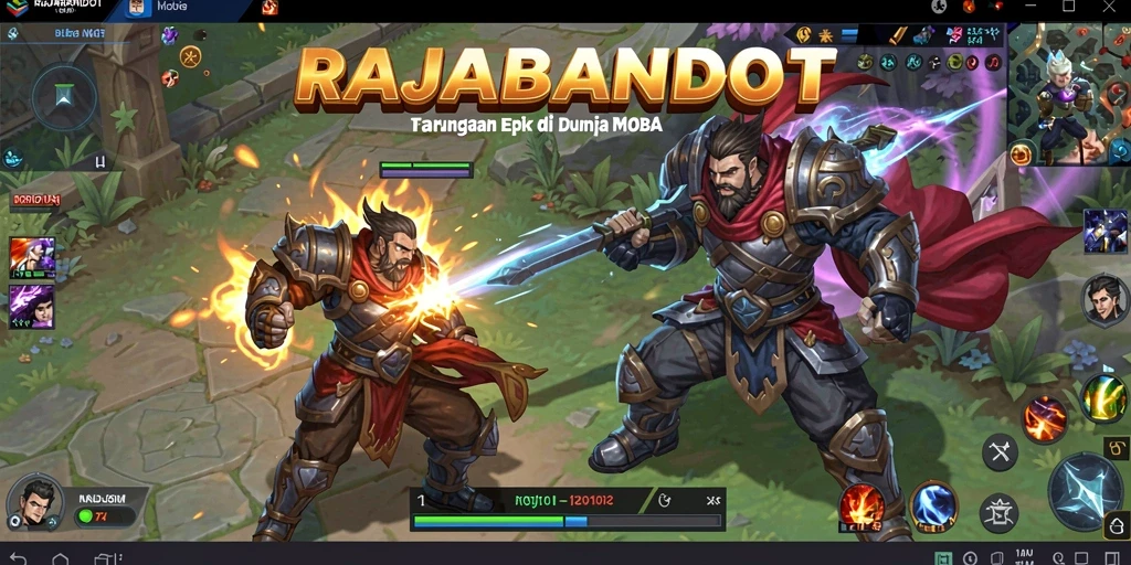 Tampilan permainan seru di arena MOBA RAJABANDOT.