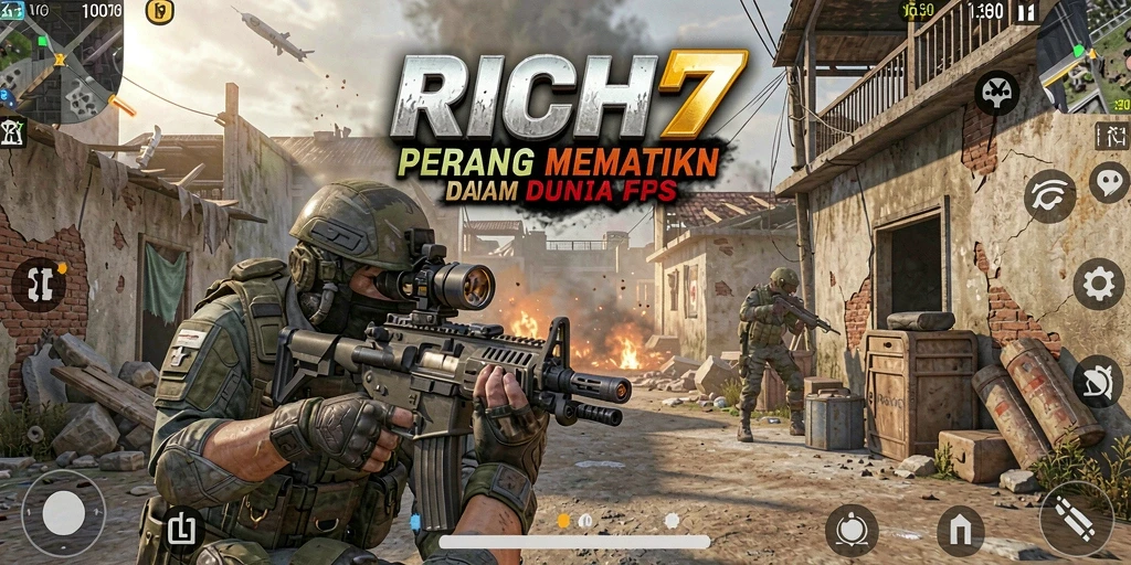 Screenshot RICH7 menampilkan aksi tembak-menembak yang mendebarkan.
