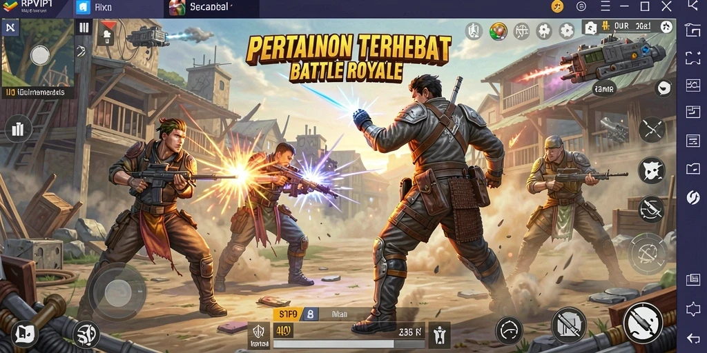 Tampilan gameplay RPVIP1 dengan pertarungan intens Battle Royale.