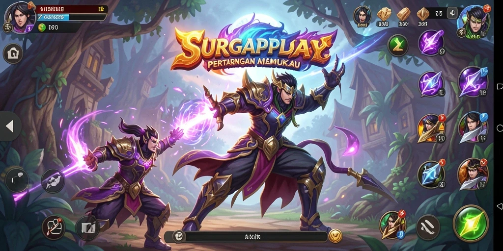 Tampilan gameplay menegangkan dengan karakter bertarung di arena.