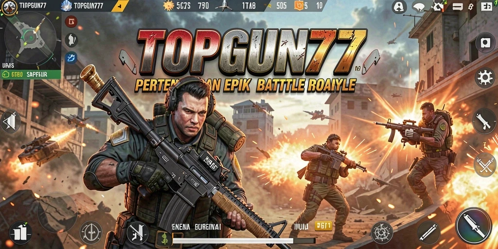 Gameplay seru dalam pertempuran Battle Royale di TOPGUN77.