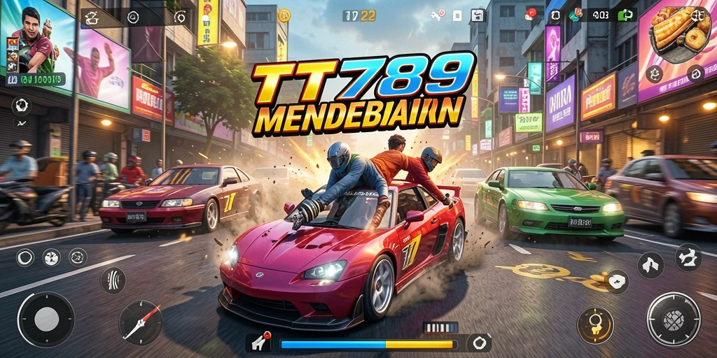 Screenshot TT789 yang menunjukkan aksi balapan mendebarkan di lintasan.