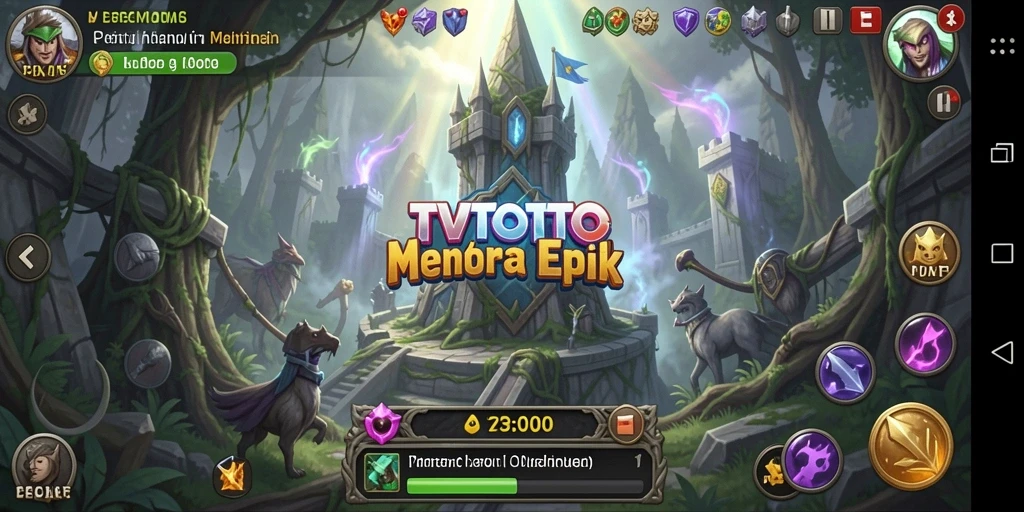 Menampilkan gameplay seru Tower Defense dengan berbagai strategi menara.