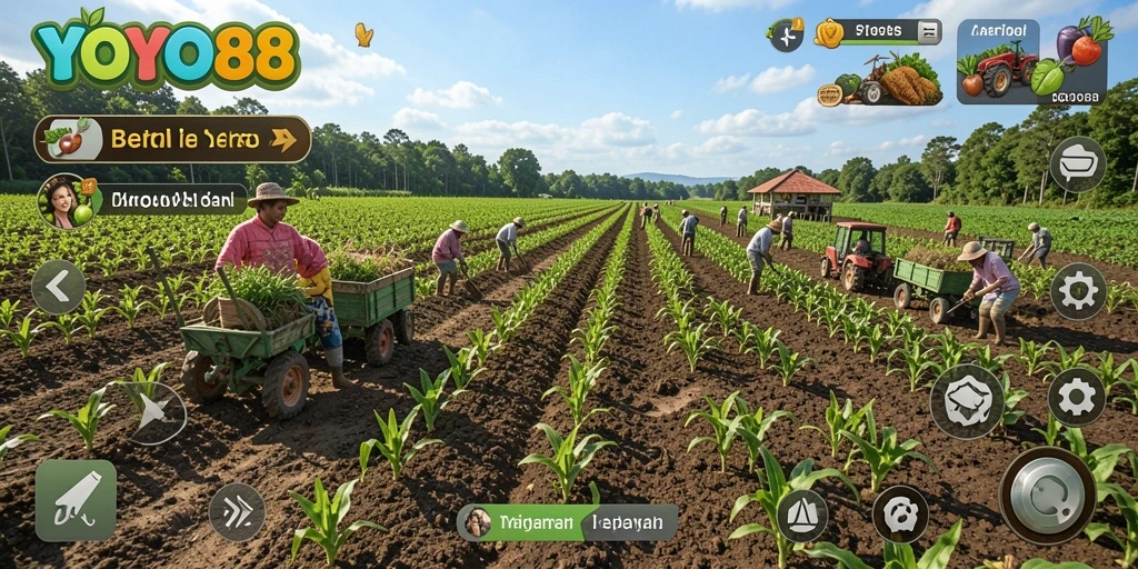 Tampilan gameplay <strong>YOYO88</strong> yang menarik dalam aktivitas bertani.