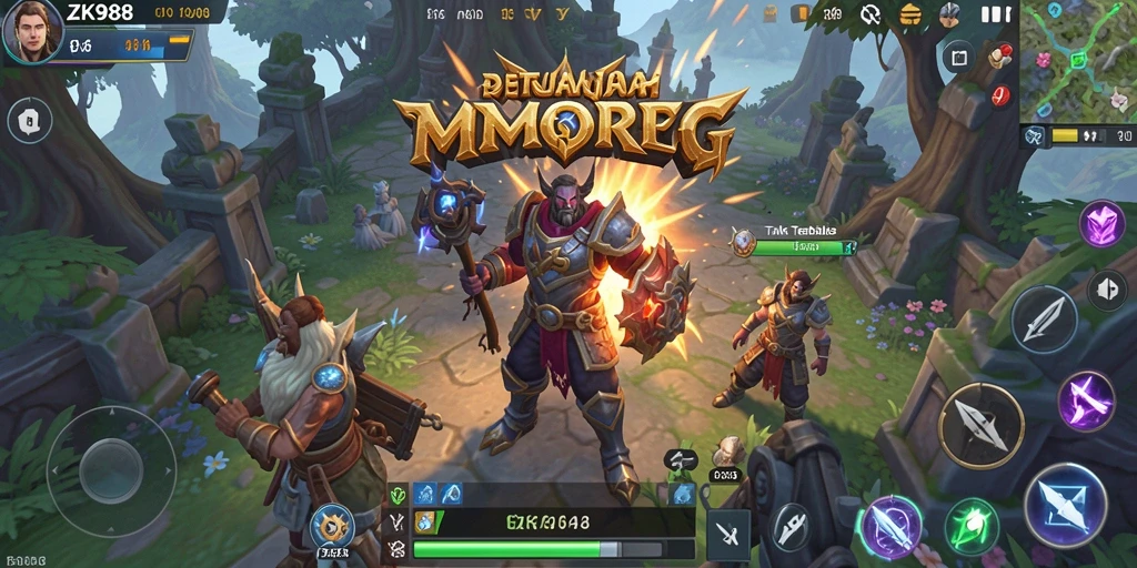 Tangkapan layar gameplay ZK988 menampilkan pertarungan epik di dungeon.
